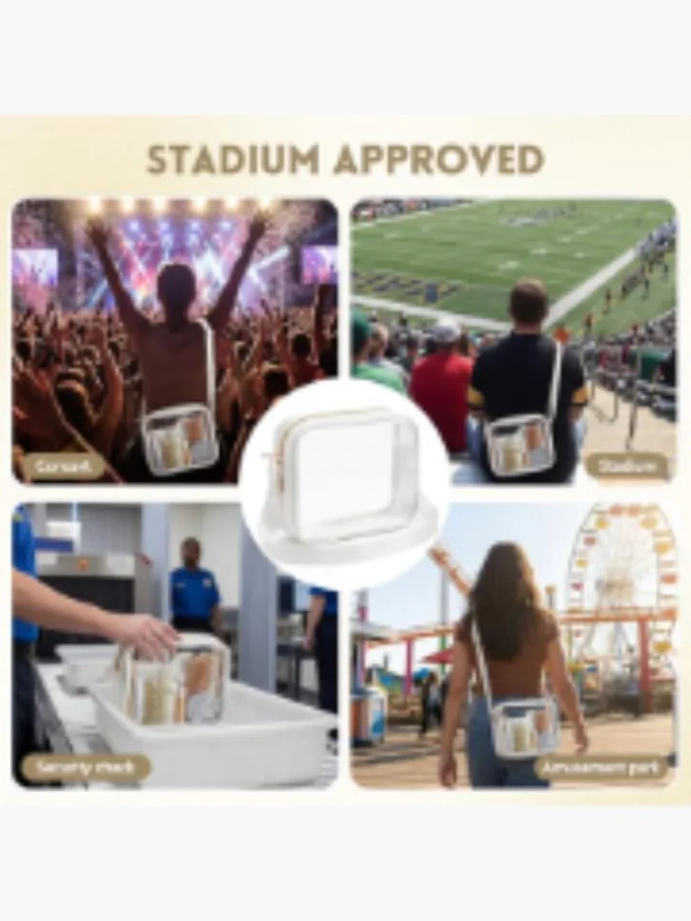 Clear Stadium Approved Crossbody Bags Bulk 16pk Adjustable Strap Transparent